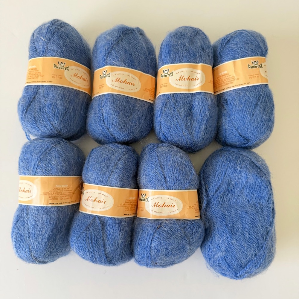 Phentex Mohair Blend Yarn Lot #87
Sapphire Blue Soft Vintage 8 Skeins